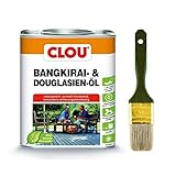 Clou Bangkirai Holzöl: Schutz, Pflege & Auffrischung für Aussen, Kinderfreundlich, UV-Schutz, 750 ml mit Flachpinsel 40mm