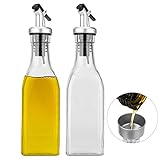 Tigerkinwit Ölflasche,Essig & Ölflasche Spender Set 200ml*2 Stück Glasflasche mit Anti-Schmutz Verschluss Auslaufsicher und Tropffrei für Küche und BBQ
