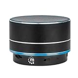 Manhattan Metallic LED-Bluetooth- Tragbarer kabelloser Outdoor Mini Lautsprecher, Perfekt für Reisen, schwarz, kompatibel mit Smartphone, Tablet, PC, Mikrofon, 165310