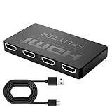 OIHCAZ HDMI-Splitter, 1 in 4 Ausgänge, 4 Port-Wege-Verteiler, HDMI-Splitter, unterstützt 3D, 4K, 30 Hz, Splitter für 4 Monitore, 1 Eingang, 4 Ausgänge, für Full HD, HDTV, Blu-ray, DVD, Fire Stick (nur
