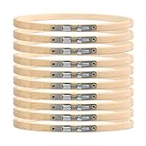 10 Stück 15cm Stickrahmen Bambus-Kreis runder aus Holz Stickerei Kreuzstich set Bambus-Kreis Stickerei Hoop Einstellbar Nähen Bambus Kreis Set Ring für DIY Kunst Handwerk Handliches Nähen 6 Zoll