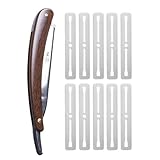 JUGUTA Rasiermesser 1 Rasierer + 10 Klingen, Massivholz Braun 13Cm Lang, Mit Schützender Echtlederhülle Derby Klingen