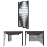 Aluminium Lamellenwand für Pergola HWC-N94 3x3m, Lamellenpaneel Modul Seitenwand Sichtschutz, 213x94cm - anthrazit