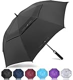 ZOMAKE Regenschirm Sturmfest Groß,XL Golf Umbrella Stockschirm mit Auf-Zu-Automatik für Herren Damen - Travel Schirm mit Tragegurt, (Schwarz)