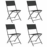 Xichuzi Klappbare Gartenstühle 4 STK Hochlehner, Campingstühle, Lehnstühle, Wetterfest Stuhl, Garden Chair, Schwarz Stahl und Textilene
