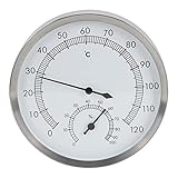 Enforose Thermometer-Hygrometer, 2-in-1-Edelstahl-Dampfbad- Und Saunaraumthermometer Für Lager