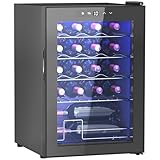 HOMCOM Weinkühlschrank, 53 L Getränkekühlschrank für 20 Flaschen, Weinklimaschrank, Flaschenkühlschrank mit Innenbeleuchtung, Touch, 5-18°C, Schwarz