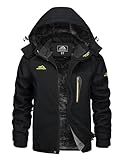 KEFITEVD Arbeitsjacke Herren Winter Warm Jacke Wasserdicht Softshelljacke Angeljacke Viele Taschen Fleece Allwetterjacke Outdoor Thermo Wanderjacke Schwarz M