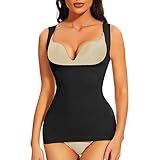 Joyshaper Shapewear Unterhemd Damen Top Unterbrust Body Shaper Bauchweg Top Shape Hemd Nahtlos Unterhemden Formende Tops Shaping Hemdchen Trägertop Bauch Weg Shirt Figurformend Unterwäsche Schwarz M