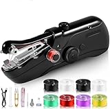 Nähmaschine für Anfänger, zwei Modi, tragbare Nähmaschine für verschiedene Stoffe, schnelle Kleiderreparatur für Heimwerker und Reisen (Schwarz-A1)