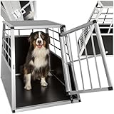 tectake® Hundebox Auto oder Hundebox für Zuhause, Aluminium Hundetransportbox, leicht und stabil, Auto Kofferraum Transportbox für Hunde - 65 x 90 x 69,5cm (Single Groß)