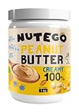 Nutego 100% cremige Erdnussbutter Ohne Zusätze, Ohne Salz, Ohne Zucker, Ohne Palmfett 1 KG