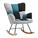 HaiYiZuhause Schaukelstuhl, Bequemer Stillsessel & Lesesessel, Relaxstuhl mit hoher Rückenlehne für Wohnzimmer, Schlafzimmer, Balkon oder Kinderzimmer, Moderner Schaukelsessel (Schwarz, Grau, Blau)