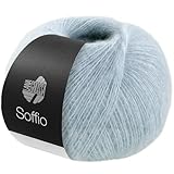 LANA GROSSA Soffio | Flauschiges Lace-Garn aus Merino- & Baumwolle mit 10% Kaschmir | Handstrickgarn aus 60% Schurwolle (Merino superfein), 30% Baumwolle (Bio) | 25g zum Stricken | 212m Garn FB 13