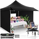 COBIZI Pavillon 3x3 Wasserdicht Stabil Winterfest mit Markisen und Seitenwänden, Faltpavillon 3x3 UV Schutz 50+ Popup Pavillon Faltbar Partyzelt für Garten, Camping and Market, Schwarz