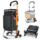 VOUNOT® Aluminium Einkaufstrolley Treppensteiger, 3 in 1 Trolly Einkaufswagen Klappbar, Hackenporsche mit Kühlfach und Haken, 6 Rädern & großer Kapazität, Wasserdicht, Schwarz
