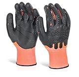 Beeswift Glovezilla Schutzhandschuhe, schnittfest, vollständig beschichtet, reißfest, persönliche Schutzausrüstung, Arbeitshandschuhe, PSA-Arbeitskleidung, Orange/Schwarz, Größe L, 1 Paar