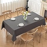 Moonooda Tischdecke Dunkelgrau Waschbar, 140X180cm Tischdecken Tischtuch aus Polyester, Leicht wasserabweisend mit Lotuseffekt, Dauerhaft Kratzfest für Haus, Hochzeiten, Party