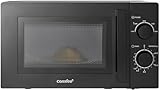 Comfee CMSN 20 bk Mikrowelle/Solo-Mikrowelle mit 5 Leistungsstufen/Innenbeleuchtung/easy Defrost/360°Drehteller/Zwei Drehregler/20L/700W/ Schwarz