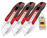 ORGAFLIX Profi Cuttermesser Set 18mm [3 Stück] Teppichmesser mit Klingenarretierung - inkl. 3 Klingen - Cuttermesser klingen, Universalmesser, Mehrzweck-Messer, Allzweckmesser, Kartonmesser