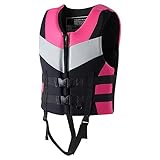 Rettungswesten Kajak Paddel Schwimmweste, Schwimmweste für Erwachsene, Verstellbare Schwimmende Neopren Schwimmweste, Geeignet für Wassersport, Surfen, Bootfahren, Angeln usw ( Color : Pink , Size : S