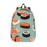 SSGVLPTO Delicious Sushi 1 Bedruckter Rucksack, Reisetasche, Canvas-Umhängetasche, leichter lässiger Canvas-Rucksack, Schwarz , S