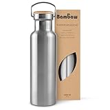 Bambaw Edelstahl Trinkflasche 1 l | Isolierte Thermosflasche für Sport, Büro, Schule, Outdoor | Auslaufsicher & ohne Plastik | Langlebige Wasserflasche für heiße & kalte Getränke | Metall Flasche