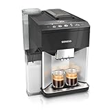 Siemens Kaffeevollautomat EQ500 integral TQ513D01, viele Kaffeespezialitäten, Milchaufschäumer, integrierter Milchbehälter, automatische Dampfreinigung, 1500 W, daylight silber/klavierlack schwarz