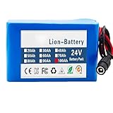 24V 100Ah Li-Ionen-Akkupack (6S4P) – 500 W BMS-Akku mit Ladegerät und Kapazitätsanzeige, 2-Leiter-+DC-Stecker for Elektroroller/E-Bike/Elektrofahrrad – 68×80×110 mm, 1,1kg