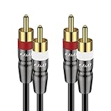 J&D Cinch Audio Kabel 0,9 m, Stereo Audio Kabel 2 x 2 Cinch für Verstärker, Lautsprecher, Stereoanlagen, Heimkino und HiFi Anlagen, Vergoldete Kupferschale