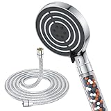 Duschkopf Wassersparend mit Schlauch 1.8M, SREWOHS Hochdruck Duschbrause Sparduschkopf mit Filter, Regendusche Duschkopf Runde Handbrause (⌀120 mm),6 Strahlarten Brausekopf mit Antikalk-Funktion