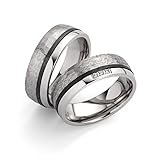 Trauringe, Titan Carbonringe mit 3 Diamanten, Partnerringe, Eheringe, Hochzeitsring (Gravur/Etui/Garantie) 9045