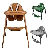 Mejale Hochstuhl Baby, 2-in-1 Kinderhochstuhl, Kinderstuhl, Fütterungsstuhl Futterstuh ab 6 Monaten bis 3 Jahre(max. 15 kg), 5-Punkt-Gurt Babystuhl,Braun