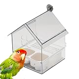 Vogelfutterhaus – transparenter Vogelfutterspender für Fenster | Papageienbox | transparente Sittichbadewanne Wasserfutter Schale für Finken Kolibri Terrasse Balkon Zaun Garten Tierliebhaber
