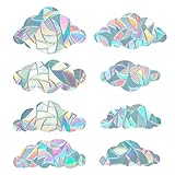 GORGECRAFT 8 Stück Rainbow Window Clings 3D Dekorative Fensterfolie Groß Wolkenform Prisma Fensteraufkleber Vogel Anti Kollisions Fenster Aufkleber Wolke Suncatcher Durchscheinende Statische Aufkleber