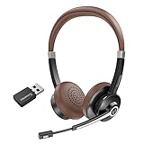 Conambo Headset mit Mikrofon, Kabellos Bluetooth Headset mit Mikrofon mit HD Stereo Sound für Laptop/PC/Mac, Headset Bluetooth 5.0 mit USB-A Dongle mit DSP Geräuschunterdrückun