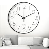 YSWOVUO Quartz Wanduhr, 20 cm Modern, Schwarz-Weiß, Ohne Tickgeräusche, Hochgenau, Einfach zu Lesen, Wanduhr für Büro, Wohnzimmer, Küche, Schule, Kinderzimmer