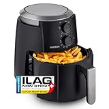 MEDION P30 L Heißluftfritteuse (4,7 Liter, Airfryer, 1500 Watt, einfache Bedienung, ölfreies Frittieren, 60 Min Timer, bis zu 200° C, Antihaft-Beschichtung, MD13020) schwarz