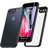 BESINPO Für iPhone 8 Plus Hülle, iPhone 7 Plus Hülle Mit Panzer Schutz Glas, 360° Rundumschutz Stoßfest Handyhülle Robust Case Cover Schutzhülle für iPhone 8 Plus/7 Plus 5.5 Zoll - Schwarz