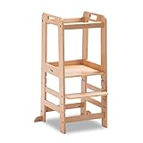 hauck Learn N Explore, Natur - Lernturm für KInder aus FSC® Zertifiziertes Buchenholz, Höhenverstellbar, Stabil Robust, Montessori Lernturm ab 1 Jahr für Küche Tisch Bad
