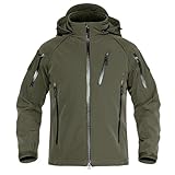 TACVASEN Herren Übergangsjacke Softshell Jacke Outdoor Winddicht Arbeitsjacke Winter Funktions-Fahrradjacke (L, Armeegrün)