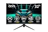 ODYS XP32 PRO-X - Curved Gaming Monitor 32 Zoll (80 cm), 180 Hz, WQHD (2.560x1.440 px), 2,4 ms (GtG) Reaktionszeit, HDR, 1500R, FreeSync/G-Sync kompatibel, Eye Care, HDMI, Display Port, 3,5mm Audio