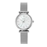 Fossil Damenuhr Carlie, Quarzwerk, 35mm Silbernes Edelstahlgehäuse mit Edelstahlarmband, ES4341