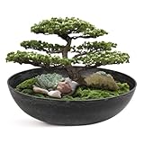 matches21 wetterfeste Pflanzschale für draussen - große Dekoschale in schwarz marmoriert als Blumenschale - Garten Schale in 37 cm für Blumen, Bonsai oder Friedhof Grab-Schmuck