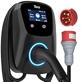 Tera Smart EV Ladegerät Typ 2 Wallbox mit APP 11kW 16A 400V CE&TÜV mit Wlan & Bluetooth 7m Ladekabel mit Ladegerätehalter Heim Wallbox CEE 3-Phasen Stecker für EVs & PHEV W01 Schwarz