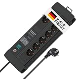 Brennenstuhl Premium-Line Steckdosenleiste 8-Fach mit Überspannungsschutz (Mehrfachsteckdose mit Schalter und 3m Kabel, Made in Germany) schwarz
