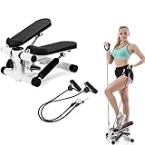 Stepper mit Power Ropes, Side Stepper für Einsteiger und Fortgeschrittene, Up-Down-Stepper mit Multifunktionsdisplay, Hometrainer mit einstellbarem Widerstand Efficency