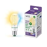 WiZ ultra effiziente smarte LED Lampe, E27, Energieeffizienzklasse A, energiesparend, Automatisierung und smarte Steuerung per App/Stimme über WLAN