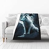 NEI-WAI Mystische Schönheit Weißer Wolf Mond Decke - Kuschelweiche Sherpa Decke für Erwachsene und Kinder, ideal für Büronickerchen, Sofa, Wohnzimmer 125X100CM