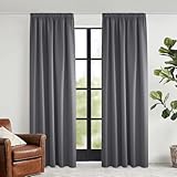 KGORGE Thermovorhang Hitzeschutz Kräuselband Thermo Gardinen Blickdichte Vorhänge 240 x 140 cm(HxB) Grau Blickdicht Verdunklungsvorhänge Blackout Curtains for Living Room